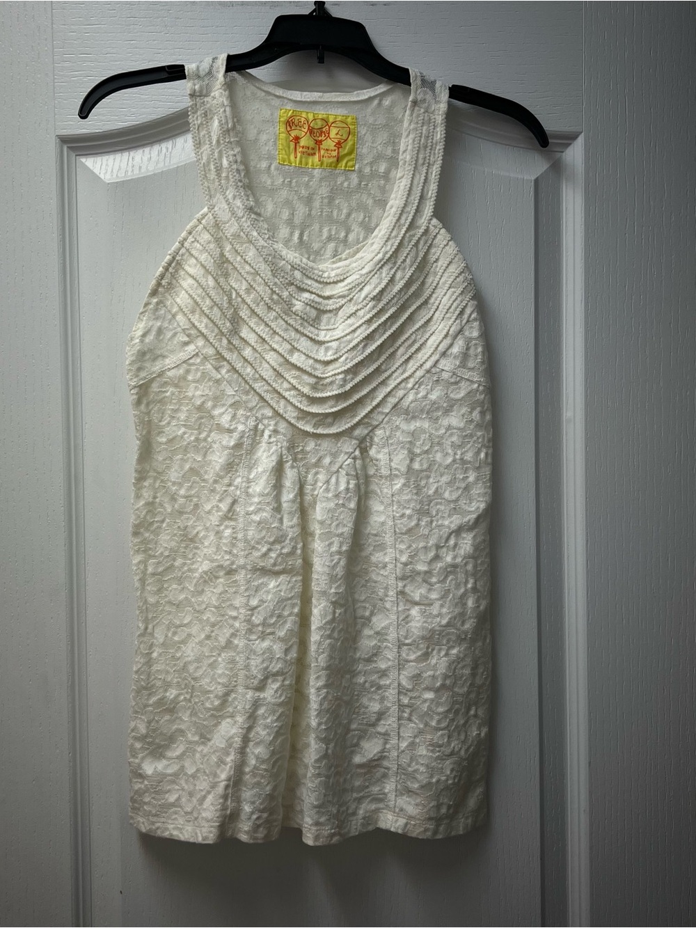 Free People White Lace Tank Sleeveless Sz Large